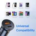 2 x USB C Car Charger, 2-Port 60W Type-C Car Power Adapter,PD30W&QC30W Cigarette Lighter USB Charger for iPhone 16 15 Pro Max Mini Plus, Samsung Galaxy S24 S23