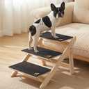Luciphia Wooden Dog Stairs for Small Dogs 2-in-1 Foldable Dog Steps for Beds Cars Couch Anti-Slip Pet Ramp with 3 Steps Indoor Pet Stairs for Medium Large Older Pets Cats up to 220lbs