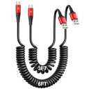 USB C Cable [3FT+6FT], 2Pack USB A to USB C 3A Fast Charging, Coiled Type C Charger Cord for Car USB-C Cable Compatible with iPhone 17/16/15/Plus/Pro/Samsung Galaxy A10e A20 A50 S20 Plus S10E-Red