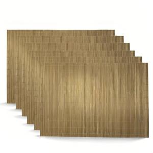 6-Pack Bamboo Placemats,Woven Heat-Resistant Rectangular Table Mats, Natural Dining Place Mats, Rustic Japanese Style Wood Mats for Indoor Dining, Kitchen and Party Use, Coffee