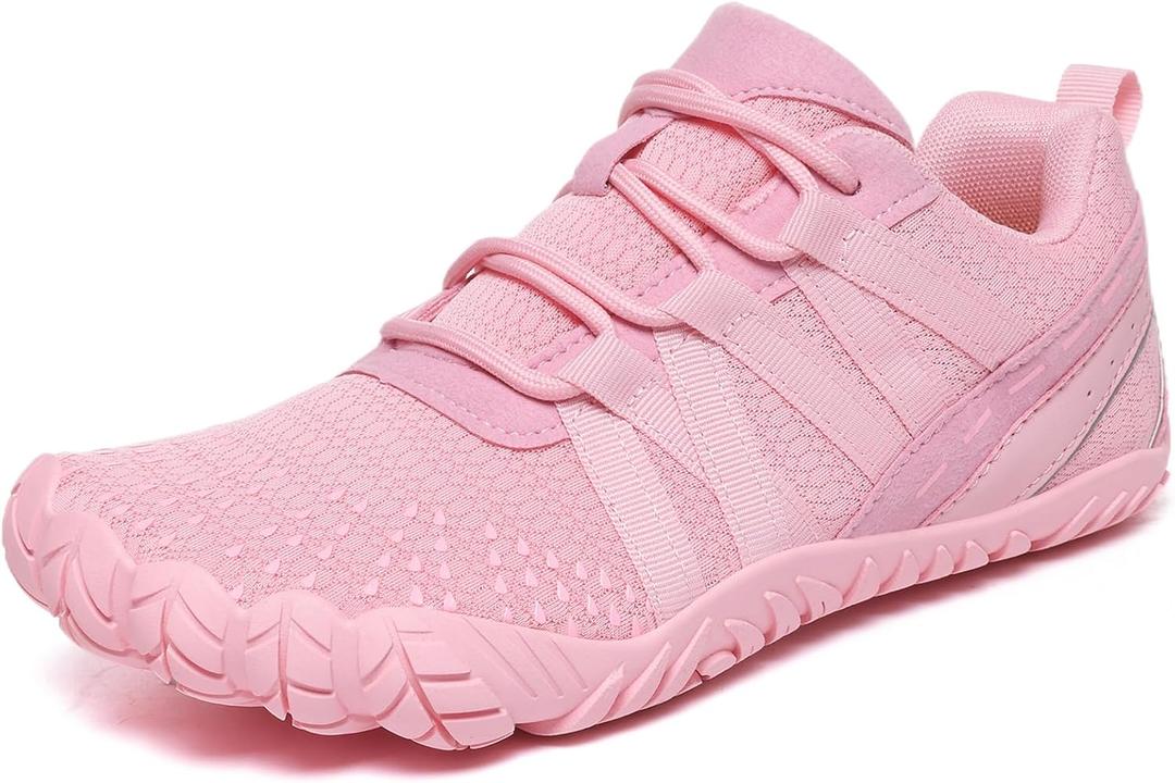 Barefoot Shoes Women Men Minimalist Zero Drop Wide Toe Box Water Shoes Hiking Barefoot Footwear Unisex Sneakers for Workout Cross-Trainer Walking Running Camping Grounding Beach Weightlifting Sport (Pink) S