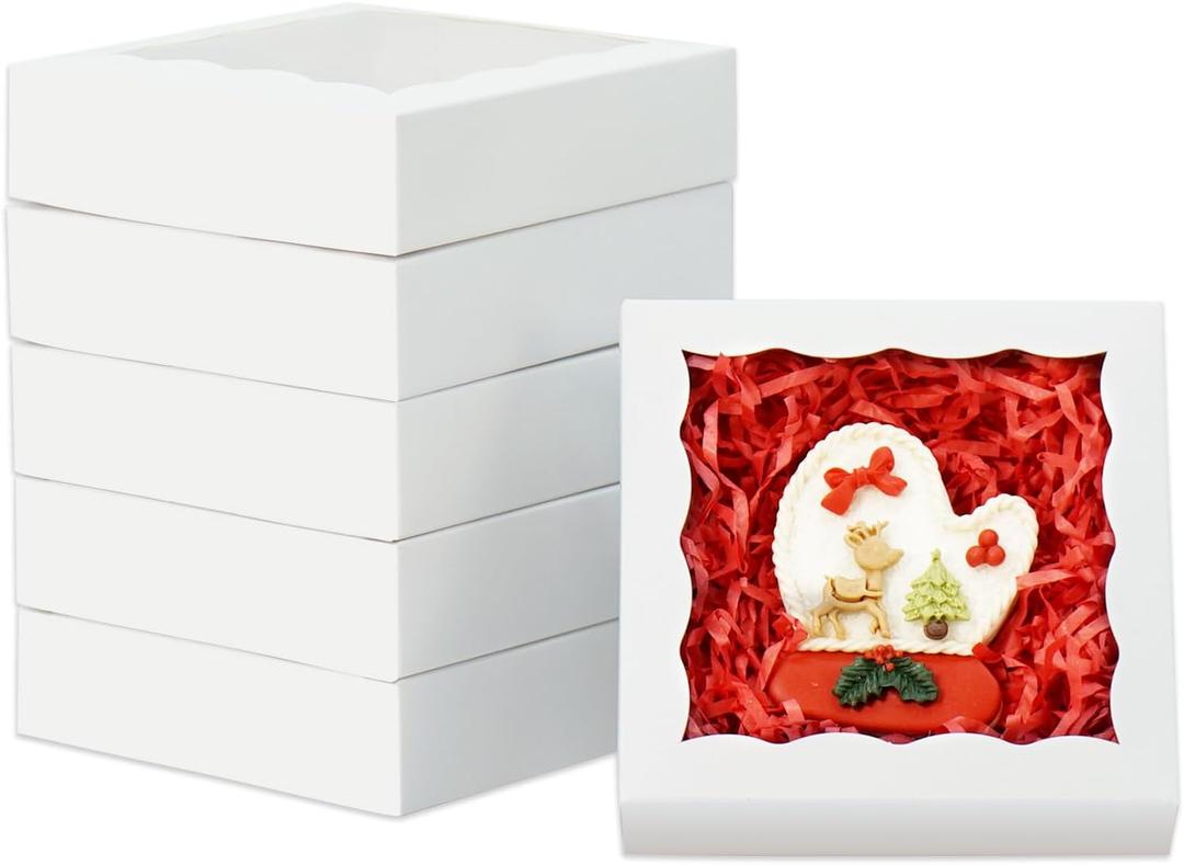 100 Pcs Individual Cookie Boxes 4 1/2" x 4 1/2" x 1 1/5" Small Gift Boxes Single Bakery Box for Christmas Valentine's Mother's Day