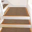 SMILOOL Non Slip Stair Landing Rug for Wooden Steps Indoor, Stair Landing Mat Square 31" x 31" Landing Rugs for Wood Stairs, Carpet Stair Treads Matching Mats, Brown