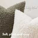 Woaboy Faux Fur Throw Pillow Covers 20x20 Inch Set of 2 Boucle Neutral Decorative Sherpa Fuzzy Accent Soft Sheepskin Fleece Cushions Modern Christmas Home Decor for Couch Sofa Bedroom Livingroom,White