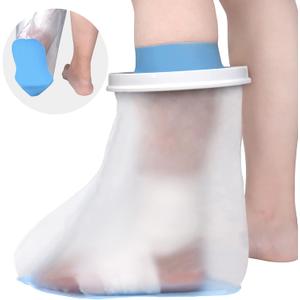 Waterproof Foot Cover for Shower Adult, Foot Cast Covers with Non-Slip Padding Bottom, Watertight Ankle Foot Cast Protector for Surgery Bandage Dressing Wound, Reusable Size Foot 