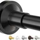 Bonpally Adjustable Tension Curtain Rod, 32-75 Inches Non-Slip Stainless Steel Shower Curtain Rod, Rust-Resistant Telescoping Rod for Bathroom, Kitchen, Dorm, RV, No Drilling, Easy to Install, Black