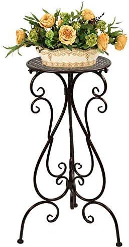 NAKUPE Metal Plant Stand Indoor Outdoor, Heavy Duty Flower Pot Stands 22.5 Inch Tall, Single Plants Pedestal Table for Planter Patio Farmhouse Garden Porch, Brown(1 Pack)