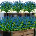 Nigirior Artificial Flowers for Outdoor Plants 24 Bundles Fake Lavender Plastic Faux Monkey Grass for Verandah Window Garden Office Patio Front Porch UV Resistant for Planter(Blue)