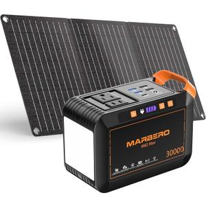 MARBERO Solar Generator 111Wh Portable Power Station with Solar Panel 30W Included Power Bank with AC Outlet 120W Surge for Home Outages Camping Outdoor Adventure Emergency