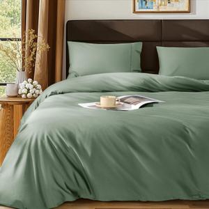 SONORO KATE 100% Egyptian Cotton Duvet Cover King Size, 1000 Thread Count Sateen Duvet Cover, Soft, Breathable Cotton Comforter Cover with Hidden Zipper Closure - 3 PC (Sea Glass,King)