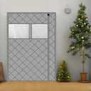Thermal Door Curtain Fits Doors Size 74"x80"Curtain Size 77"x82", Magnetic Insulated Curtain Side Open, Visible Panels,Keep Warm in Winter Cool in Summer,Diamond Pattern,Gray