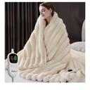 Heated Blanket Twin Size, Faux Fur Cozy Heating Blanket with Overheat Protection, 1/2/4/6/8 Hours Auto-Off 10 Heat Level, Machine Washable (62x84 Inches, Cream White)