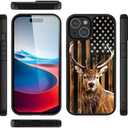 ZHUXUXITT Compatible with iPhone 16 Max Case,Classic Wood Grain Deer Flag Case for iPhone 16 Pro Max Design for Men Boys [Anti-Scratch] Non-Slip+Shockproof Rugged TPU Protective Case