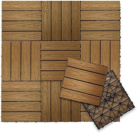NewTechWood UltraShield Naturale 1 ft. x 1 ft. Quick Deck Outdoor Composite Deck Tile in Peruvian Teak (10 sq. ft. Per Box)