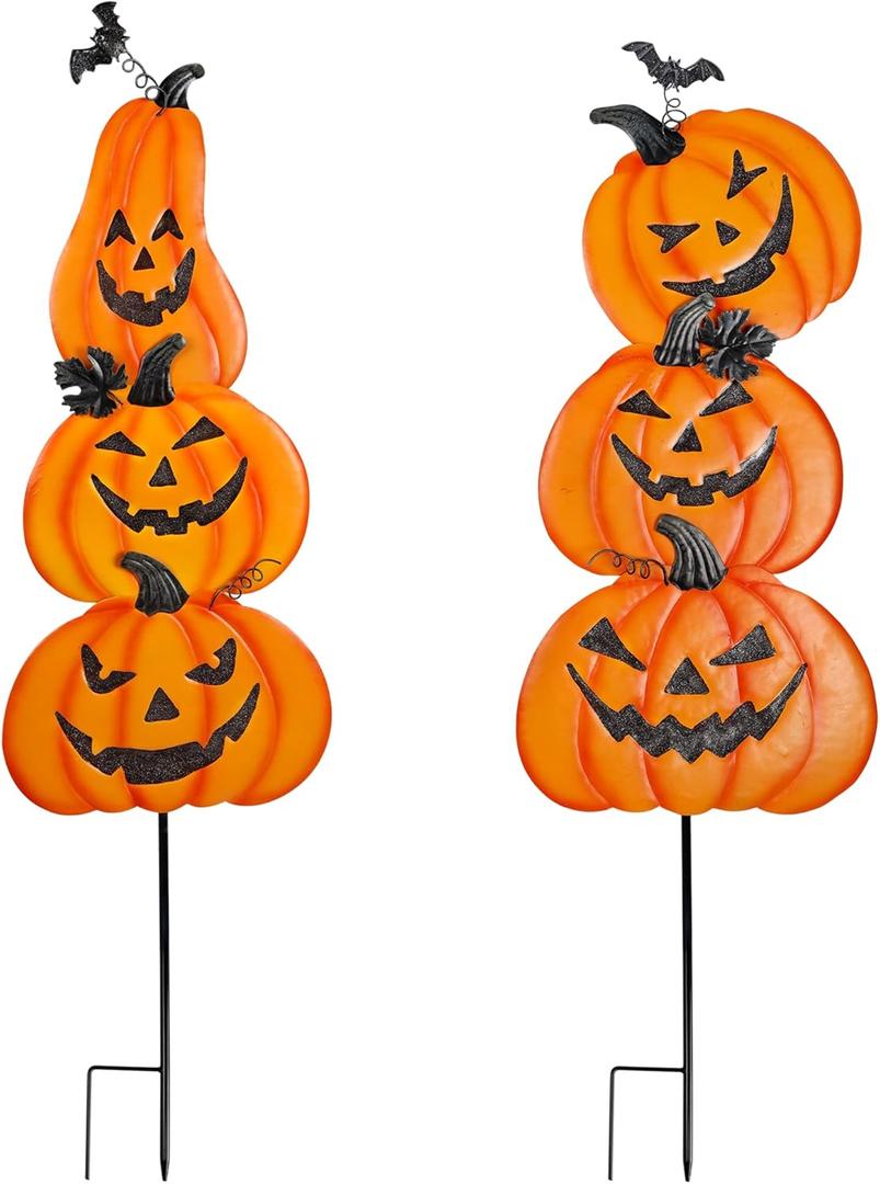 Ridota 2 Pack Halloween Yard Decoration Stakes, Trick or Treat Happy Halloween Yard Signs for Halloween Outdoor Decor