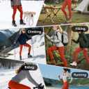 Postropaky Women's Fleece Lined Waterproof Leggings, High Waisted Winter with Zipper Pockets (Orange Red)