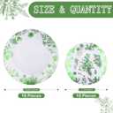 Kochorie 36 Pieces White & Green Floral Disposable Plastic Plates, 10.25" and 7.5" Dinner and Dessert Plates Serving Dish Tray Heavy Duty Party Tableware Supplies for Weddings Birthdays