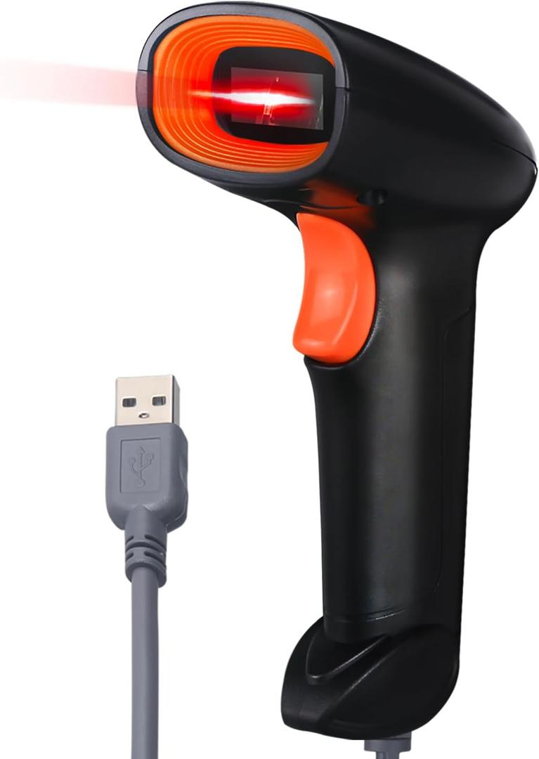 Handheld USB Barcode Scanner Wired Automatic 1D Bar Code Reader for Supermarket, Convenience Store, Warehouse