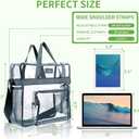MAY TREE Clear Bag for Stadium Events 12612 Clear Tote Lunch Bag with Reinforced Straps for Work, Sporting Events and Gym, Grey
