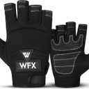WFX Tough Fingerless Performance Gloves Protection Work Gloves, Padded Palm, Half-Finger Non-Slip Working Men Women (Black, L)