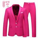 MOGU Mens Slim Fit Suit 2 Piece Tuxedo for Daily Business Wedding Party (Suit Jacket + Pants) US Size Blazer 30/Pants 29 Hot Pink