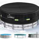 UIRWAY 21 Ft Round Pool Cover with Reflective Strips, Swimming Pool Cover for Above Ground Pools, Solar Cover Including Rope Tie and Luminous Ground Nails, PU Tarp Snug Fit for UV Protected
