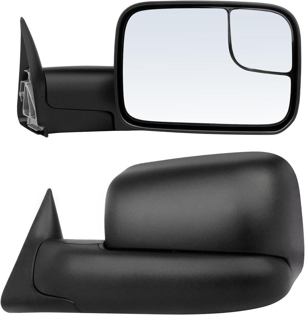 ECCPP Towing Mirrors Replacement fit for Dodge 94-01 for Ram 1500 94-02 for Ram 2500 3500 Pickup Truck Manual Towing Tow Mirrors Left Driver and Right Passenger Pair Set Fits 60177-78C Side Mirrors