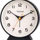 4.5" Battery Operated Retro Analog Alarm Clock, Small Silent Bedside Desk Clock,Lighted on Demand, Battery Operated, Snooze, for Living Room, Bedroom, Bedside, Desk(Black)
