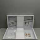 Seinloes 2 Pack Expandable Pull Out Cabinet Organizer 21" Deep With Raising Pad for Framed Cabinets, Upgrade 3 Slide Rails Slide Out Drawers, Roll Out Shelves Adhesive, Adjustable Width 12.05"-20.4"White