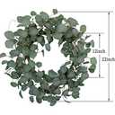 idyllic Eucalyptus Leaves Wreath Metal Polyester Fabric Paper Round Green Wreath 22 Inches for The Front Door Decor