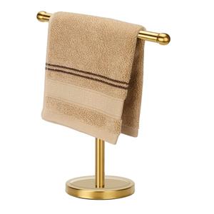  Hand Towel Holder Stand, T-Shape Hand Towel Rack for Bathroom Vanity Countertop, SUS 304 Stainless Steel Bath Towel Bar Stand with Heavy Duty Base (Gold) (13 Inch)
