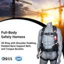 AFP Fall Protection Full-Body Premium Safety Harness, 8 Thick Support Belt, Aluminum D-Rings, Tongue Buckle (OSHA/ANSI PPE) Small-Medium, American Flag