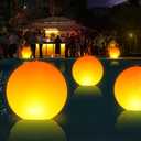 2 x LanPool Floating Pool Lights,14" Flame Solar Pool Lights,Floating Glow Globe IP68 Waterproof, Solar Powered Swimming Pool Accessories, Large Floating Light Up Balls for Pool Pond Outdoor Decor-1PC