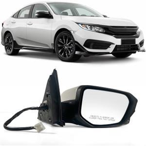 Passenger Side Door Mirror Compatible with 2016-2021 Honda Civic Sedan/coupe/hatchback Lx/Ex/Sport with Power Heated and Camera Match to Taffeta White Replace 76208-TBC-A02ZA