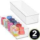 mDesign Plastic Drawer Organizer Box, Long Storage Organizer Bin Container; For Closets, Bedrooms, Use for Leggings, Socks, Ties, Jewelry, Accessories - Lumiere Collection - 2 Pack - Clear