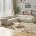 Novilla 109" Modular Sectional Sofa, No Assembly Cloud Sectional Couch with Smarts Coil Support, Chenille Fabric L Shape Sectional Sofa, Boneless Couch for Living Room Apartment, Beige (5 Seat)