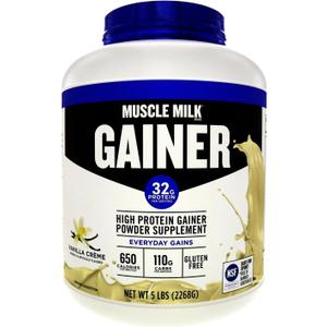 Muscle Milk Gainer Protein Powder, Vanilla Creme, 32g Protein, 5 Pound (EXP 06/29/26)