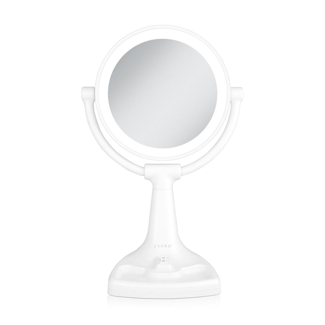 Zadro 11" Fluorescent Lighted Makeup Mirror with 10X/1X Magnification and Tray