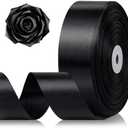 1-1/2 Inch 100 Yards Black Satin Ribbon, Solid Fabric Ribbon Roll for Flower Bouquet, Gift Wrapping, Roses Making, Handmade Crafts