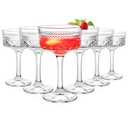 6 Pcs Ribbed Coupe Glasses, 10 oz Vintage Cocktail Coupe Glasses Set, Unique Martini Glass, Classic Galssware, Bar Drinking Glasses Set Pefect for Cocktail, Wine, Champagne & Gift