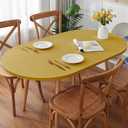 Spandex Oval Fitted Table Cover, Washable Non Pilling Breathable Fabric Indoor Tablecloth Elastic Band for Dining Kitchen Party Banquet Decoration 42 x 60 Inch Yellow