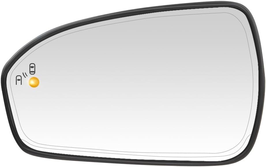 Senzeal Driver Side Heated Mirror Glass with Blind Spot Detection BLIS for Ford Fusion 2013 2014 2015 2016 2017 2018 2019 2020 2021 DS7Z17K707H DS7Z-17K707-H (No Auto Dimming)(Left Side)