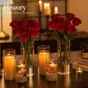 Hewory Thickened Glass Cylinder Vases: Set of 6 Clear Flowers Vases for Wedding Home Table Centerpieces Decorations - Hurricane Candle Holders for Floating Pillar Candles