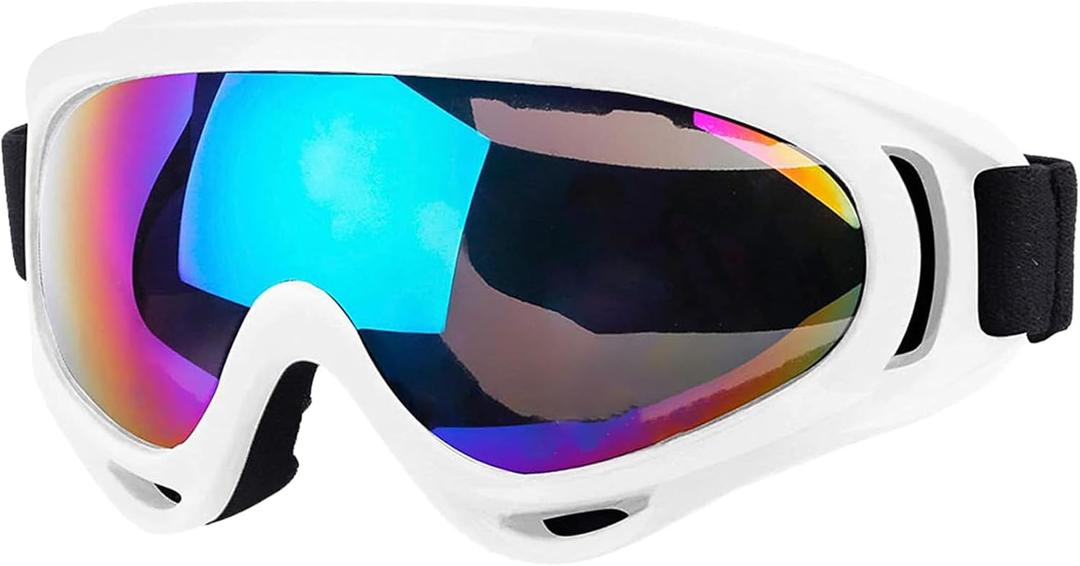Ski Goggles for Men Women Kids Cycling Motorcycle UV Protection Goggles Snowboard Glasses for Youth Adult Teens Boys & Girls (White)