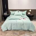 Twin Comforter Set,2 Pieces Silk Like Bedding for All Seasons,1 Twin Size Comforter (69"x90") and 1 Pillow Shams (20"x30"),Lightweight Blanket Quilt (Green)