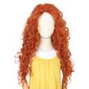 Yan Dream Princess Wig Long Curly Copper Red Halloween Costume Wig