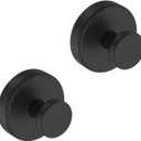 Suction Cup Hooks for Glass Window, Mirror, Wreaths - Shower Hooks for Inside Shower, No Drill Towel Hooks for Bathrooms, Bath Robe Coat Looafh Hook for Hanging - Black (2 Pack)