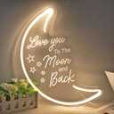 Britrio LED Moon Neon Light Sign, 15.75x10.24 Warm White Love You To the Moon And Back Neon Wall 3D Art for Party Girls Kids Bedroom Living Room,Home Decor Night Light 5V USB Powered with Dimmer Switch