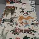 jinchan Christmas Rug 5x7 for Living Room Bedroom Holiday Decorative Rug for Dining Room Foyer Christmas Tree and Cabin Printed Xmas Decor Washable Non Slip Floor Carpet Green on Beige