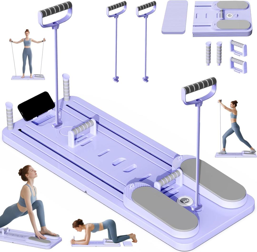 Pilates Board - Versatile Foldable Pilates Reformer Set at Home, Multi-Purpose Sliding Board for Pilates Workouts, 5-in-1, Purple